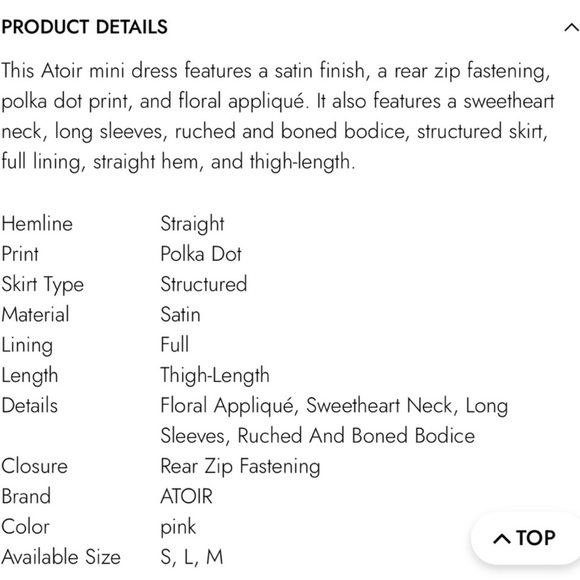 ATOIR The Missy Dress Pink and Black Polka Dots size 6 - Picture 12 of 12